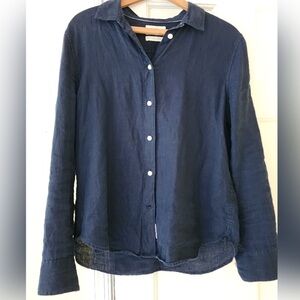 J Crew Baird McNutt Irish Linen Lawn Shirt. Size L Slim. Navy.